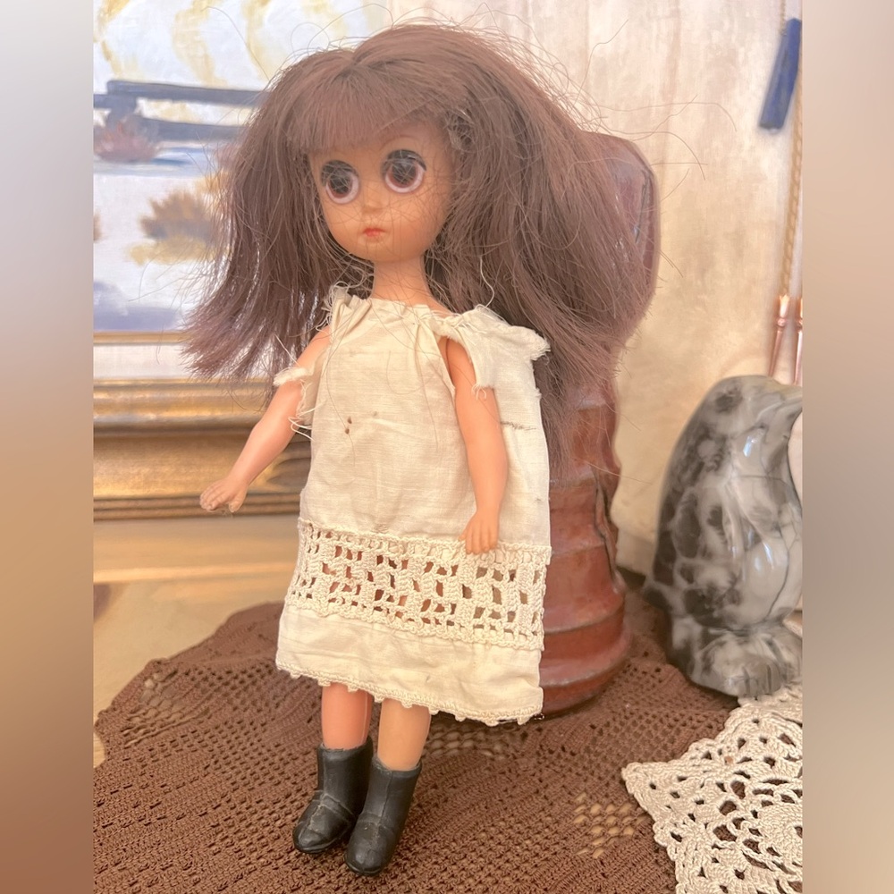 Vintage 1960’s Susie Sad Eyes Doll With Handmade Edwardian Smock Dress